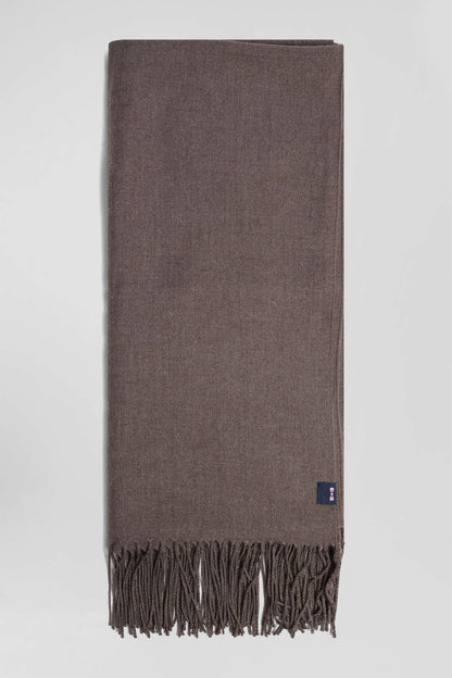 Brown Fringed Plain Scarf_03