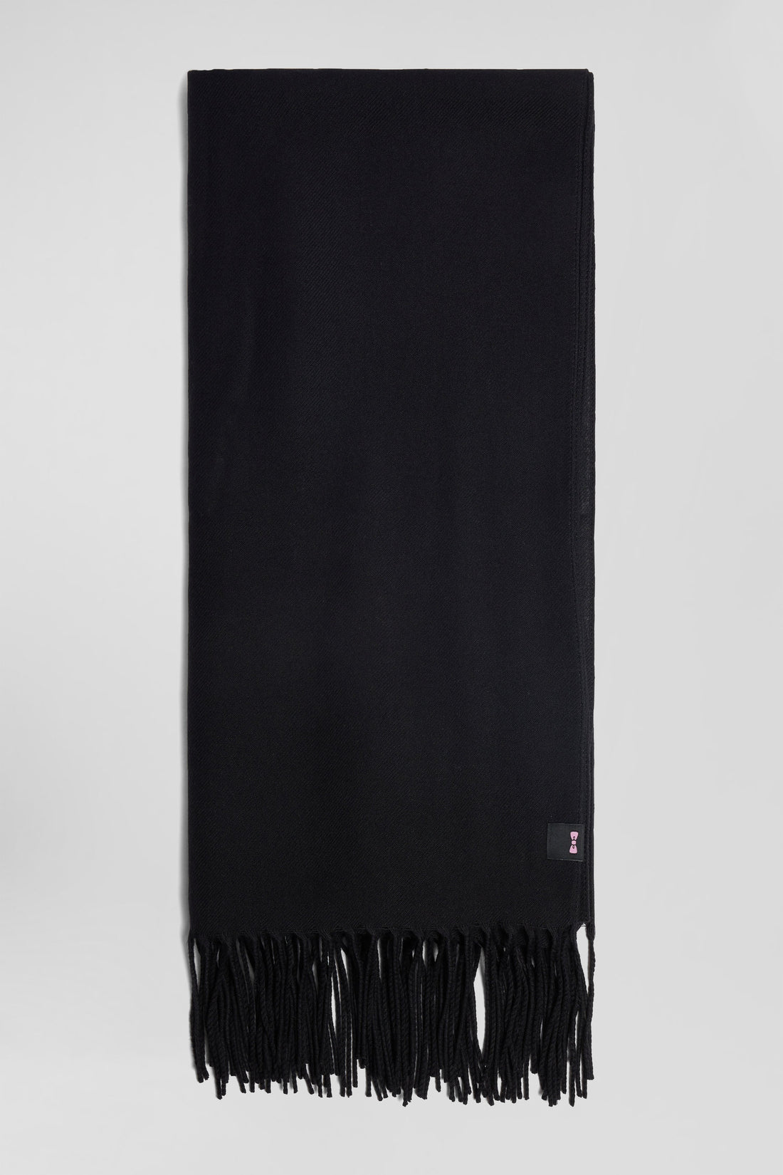 Black Fringed Plain Scarf_02