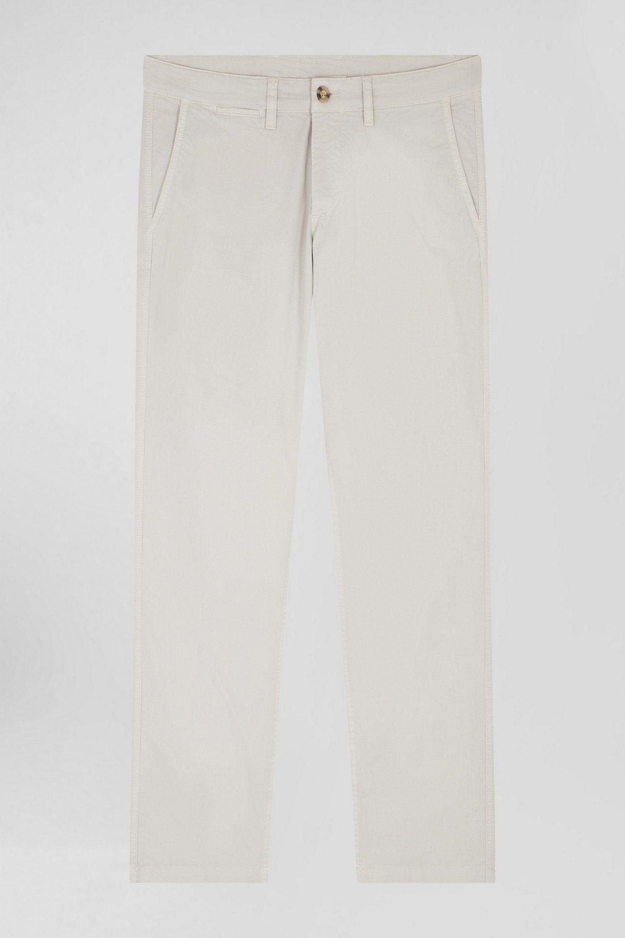 Regular Camel Chino Trousers In Stretch Cotton Gabardine_03