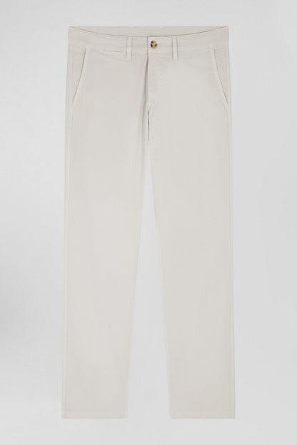 Regular Camel Chino Trousers In Stretch Cotton Gabardine_03