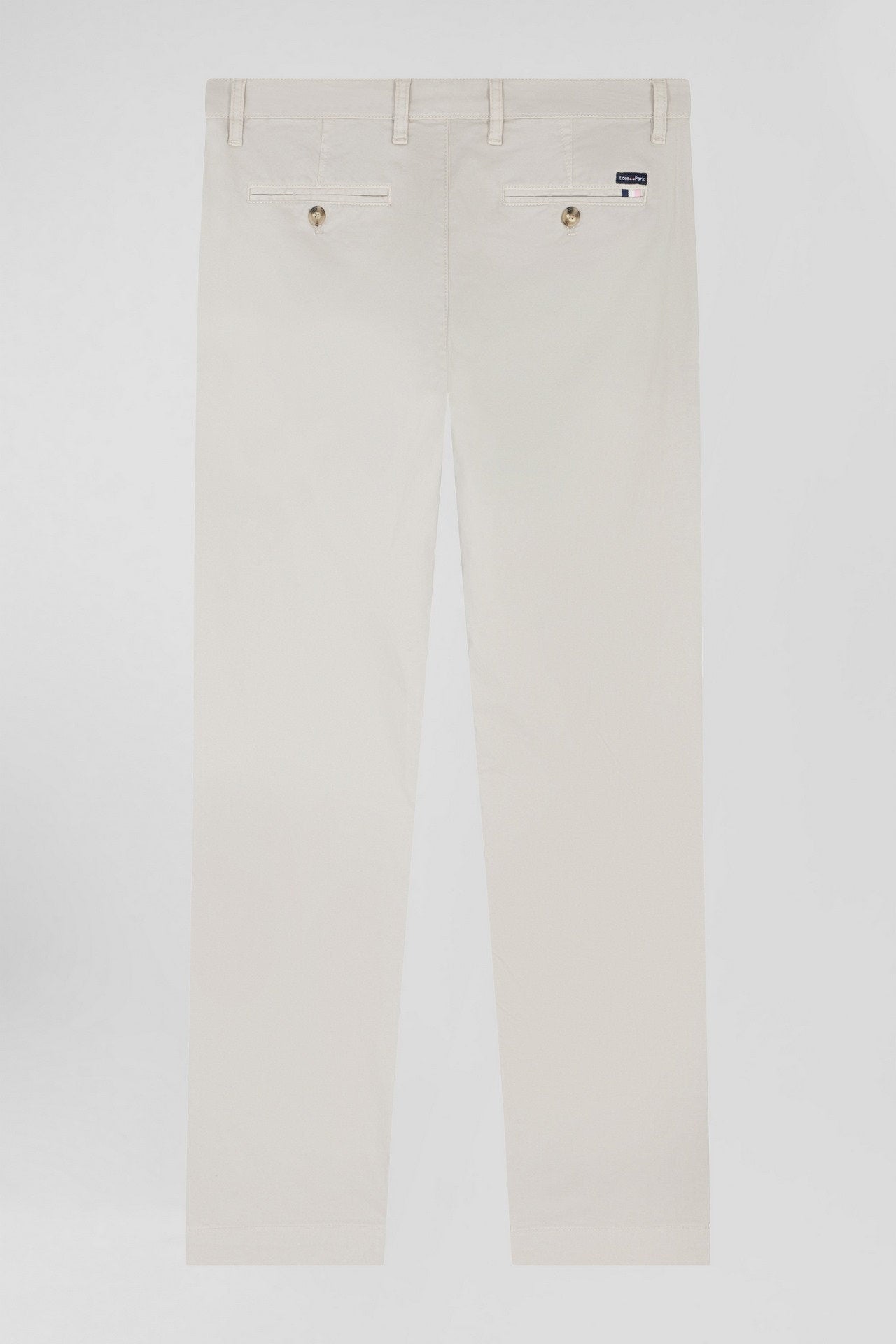 Regular Camel Chino Trousers In Stretch Cotton Gabardine_05