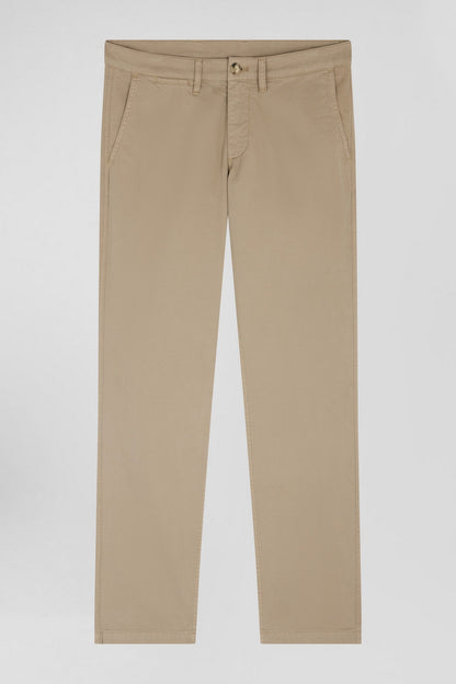 Regular Beige Chino Trousers In Stretch Cotton Gabardine_03