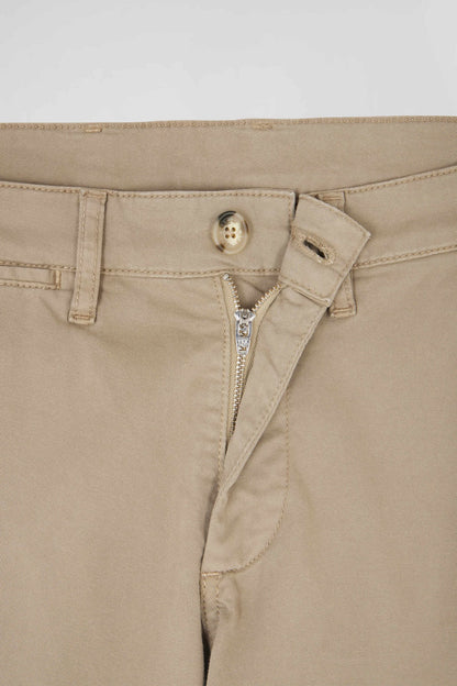 Regular Beige Chino Trousers In Stretch Cotton Gabardine_06