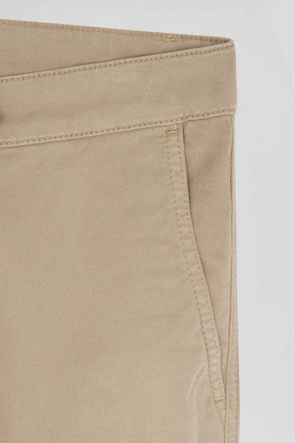 Regular Beige Chino Trousers In Stretch Cotton Gabardine_07