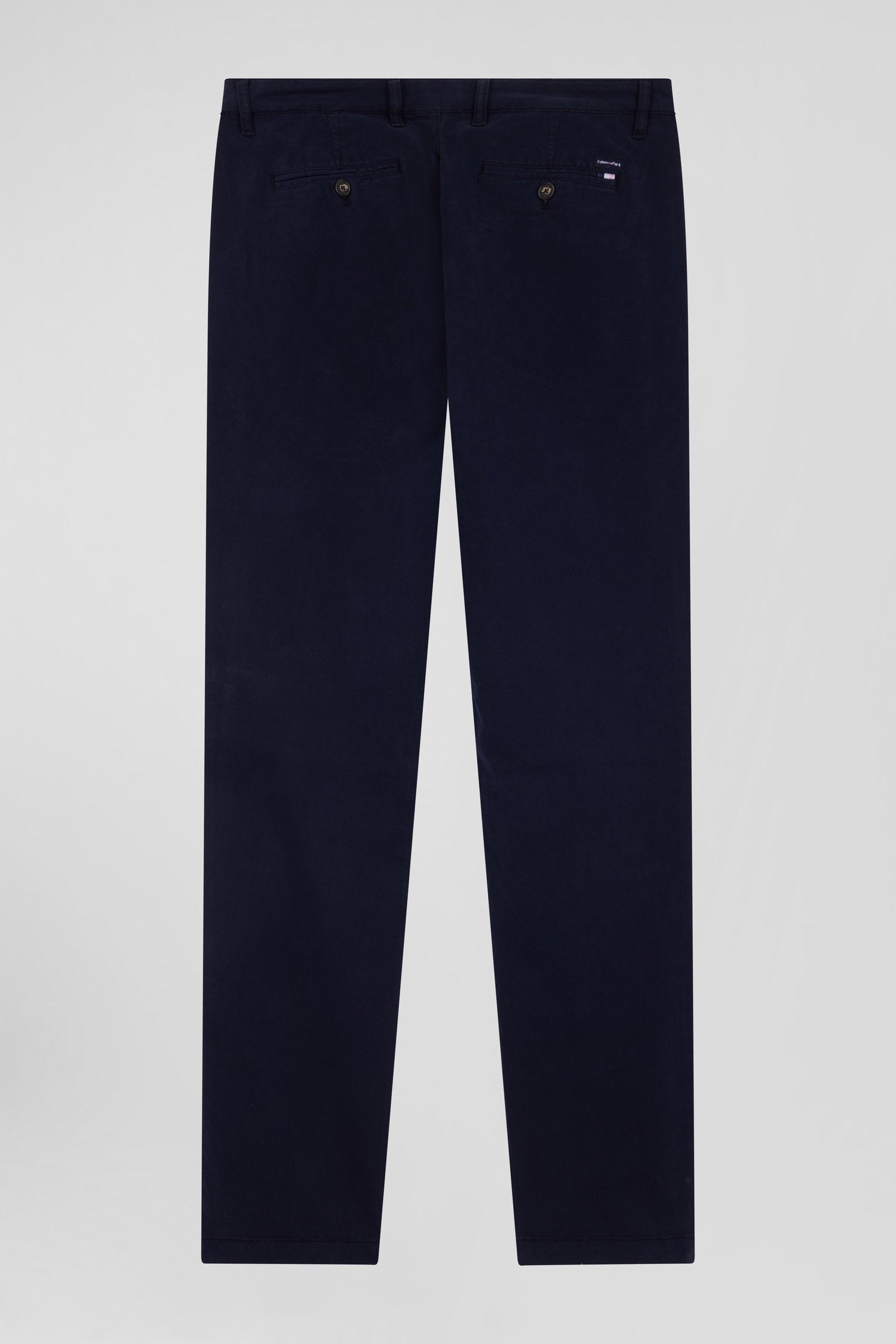 Regular Navy Blue Chino Trousers In Stretch Cotton Gabardine_05