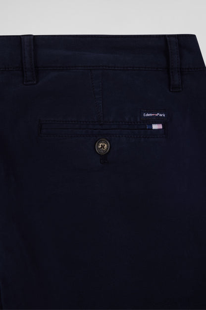 Regular Navy Blue Chino Trousers In Stretch Cotton Gabardine_08