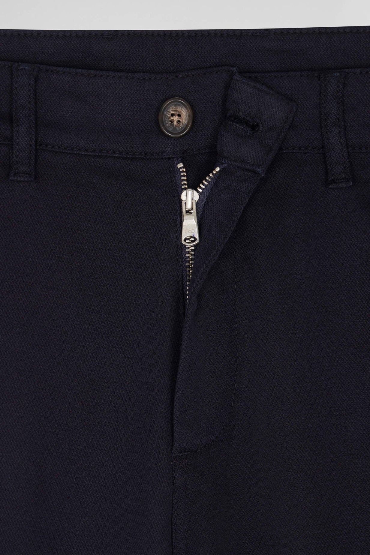 Regular Navy Blue Stretch Cotton PiquŽ and Modal Chino Trousers_H24BAS0C0005_BLF_06