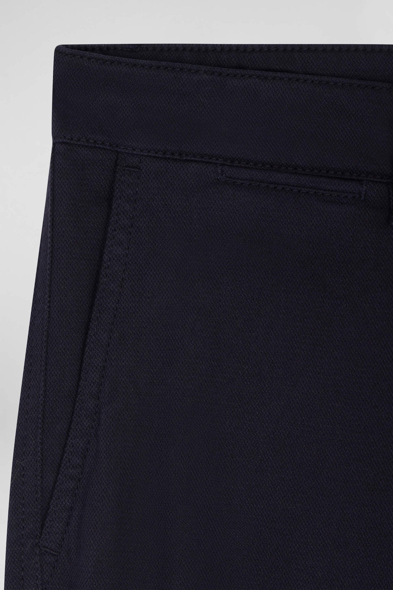 Regular Navy Blue Stretch Cotton PiquŽ and Modal Chino Trousers_H24BAS0C0005_BLF_07