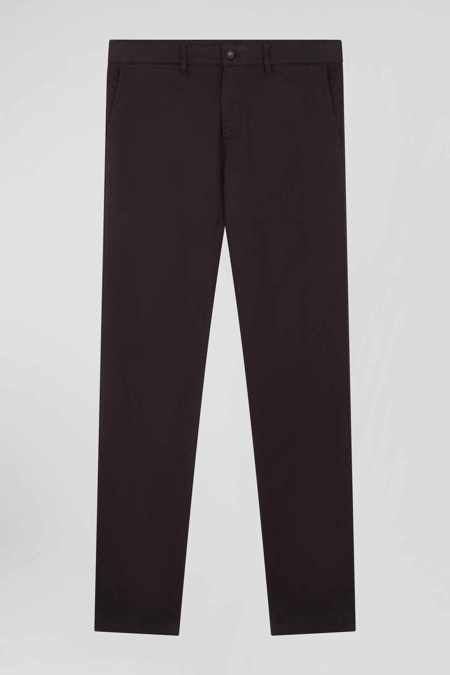 Regular Brown Stretch Cotton PiquŽ and Modal Chino Trousers_H24BAS0C0005_MAF1_03