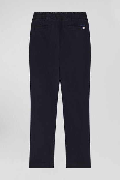 Regular Navy Blue Stretch Cotton Chino Trousers_05