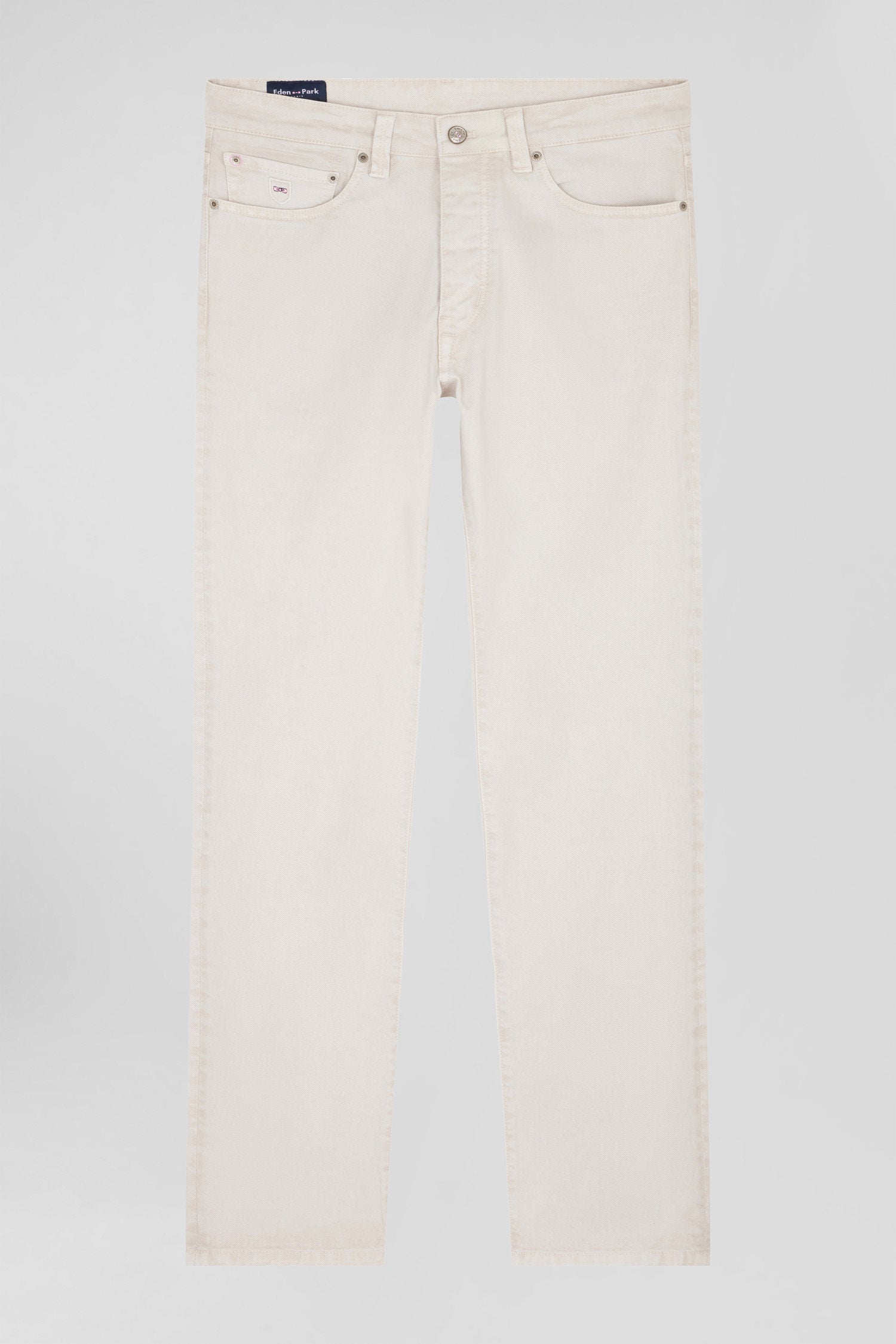 Regular Ecru Stretch Cotton 5-Pocket Trousers_03