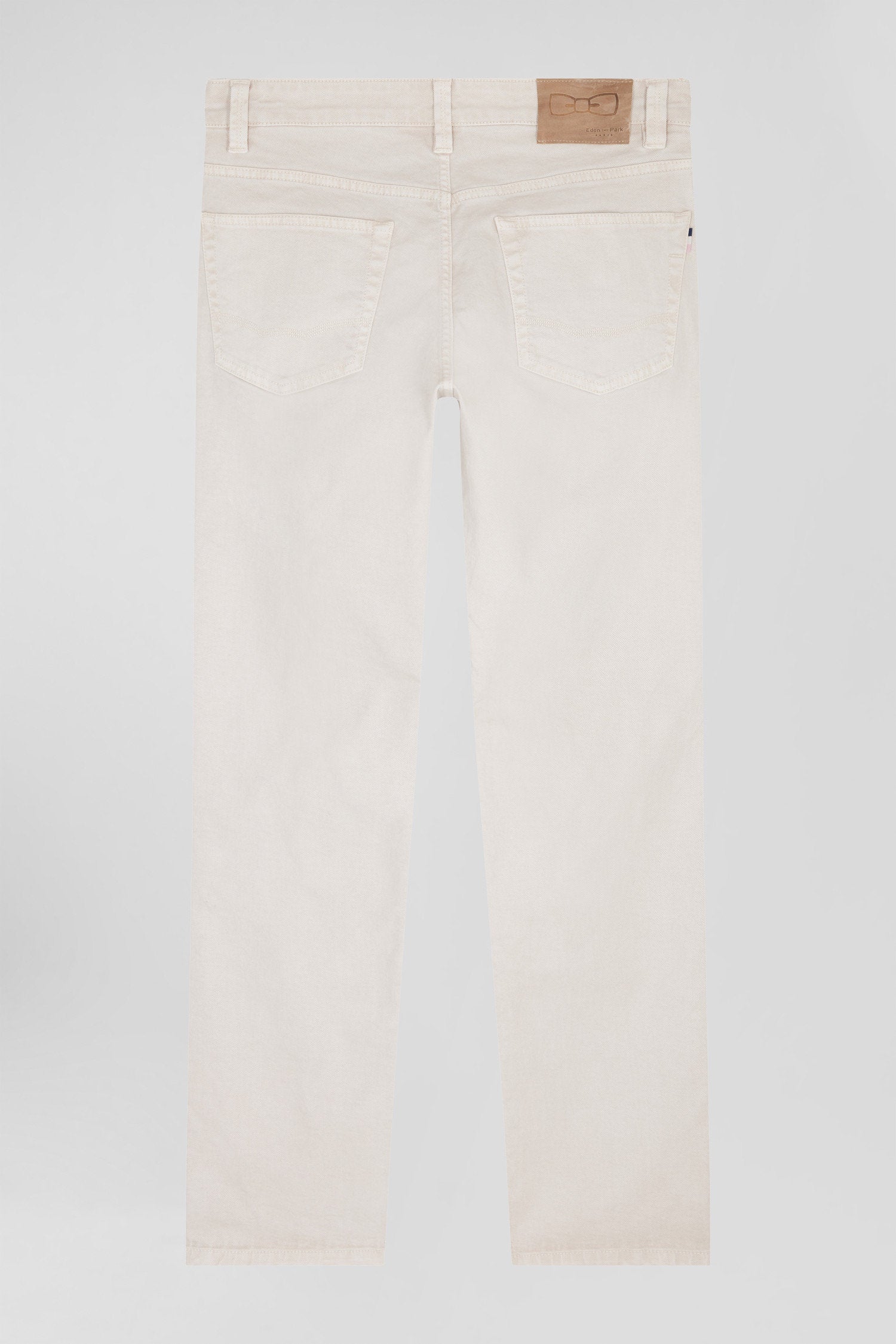 Regular Ecru Stretch Cotton 5-Pocket Trousers_05