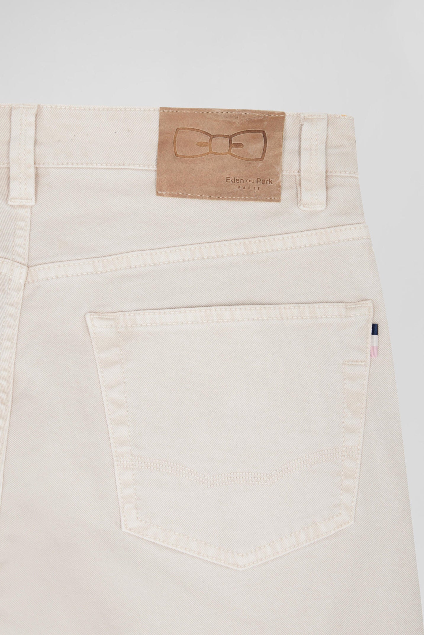 Regular Ecru Stretch Cotton 5-Pocket Trousers_08