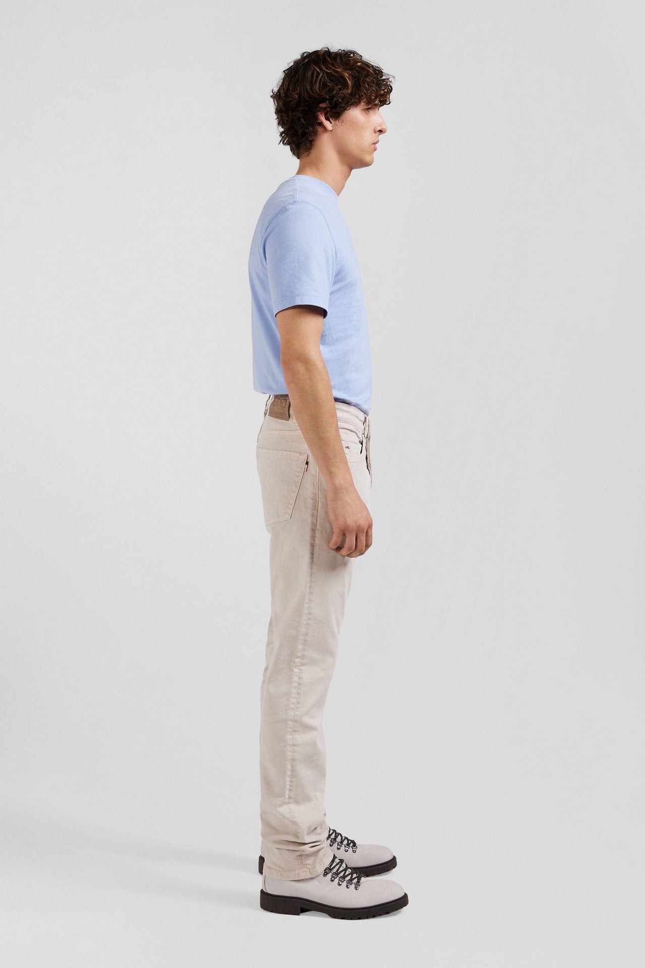 Regular Ecru Stretch Cotton 5-Pocket Trousers_09