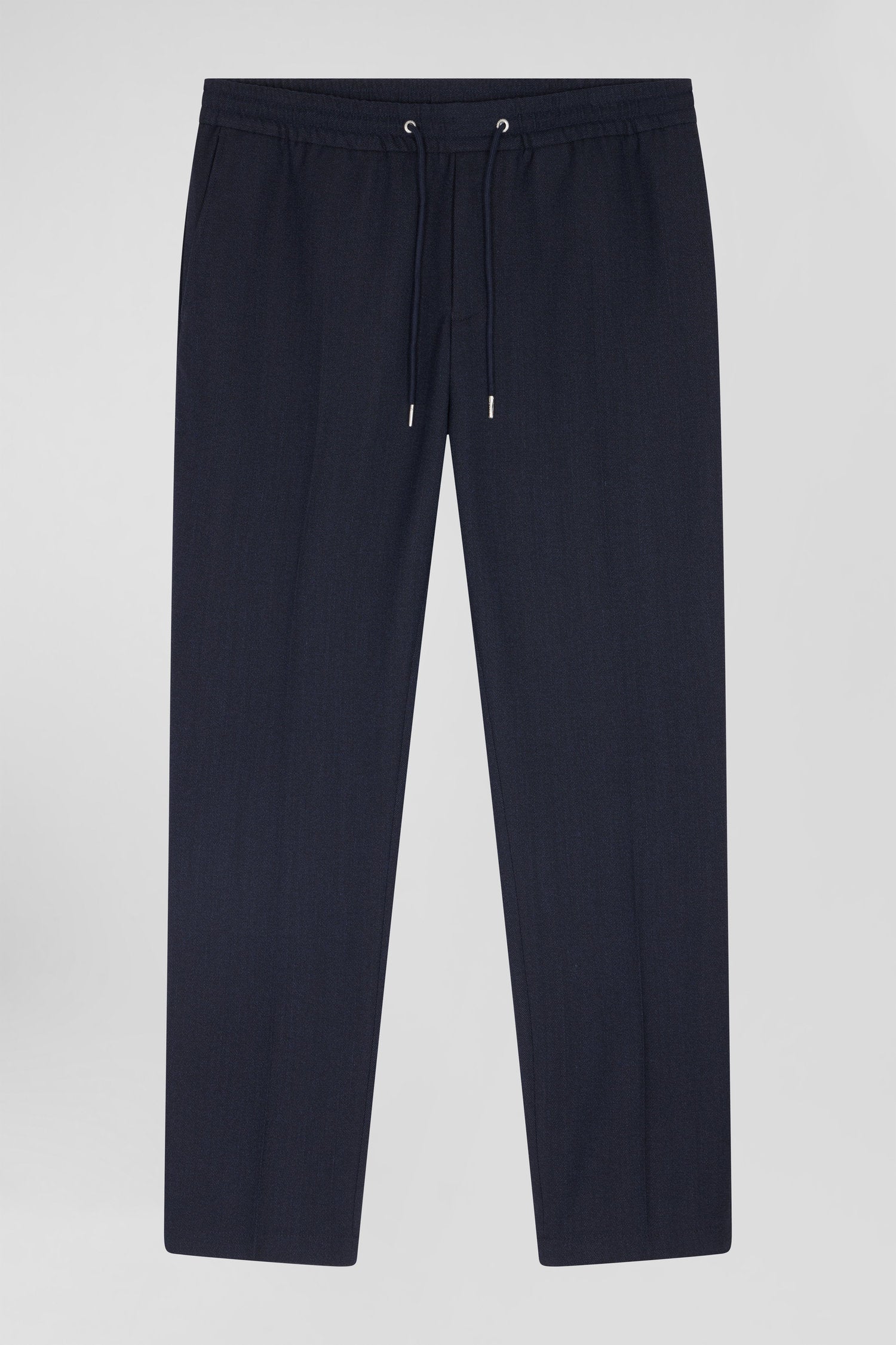 Modern Navy Blue Elastic Waist Trousers_H24BASPA0007_BLF_03