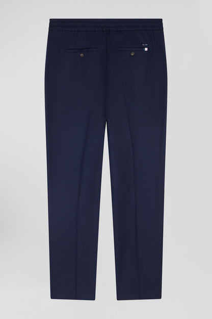 Modern Navy Blue Elastic Waist Trousers_H24BASPA0008_BLF_05