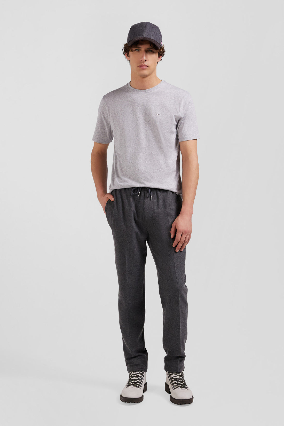 Modern Grey Elastic Waist Trousers_H24BASPA0008_GRM_02