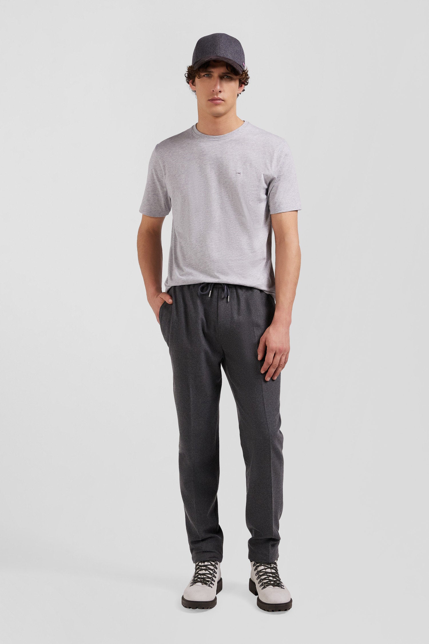 Modern Grey Elastic Waist Trousers_H24BASPA0008_GRM_02