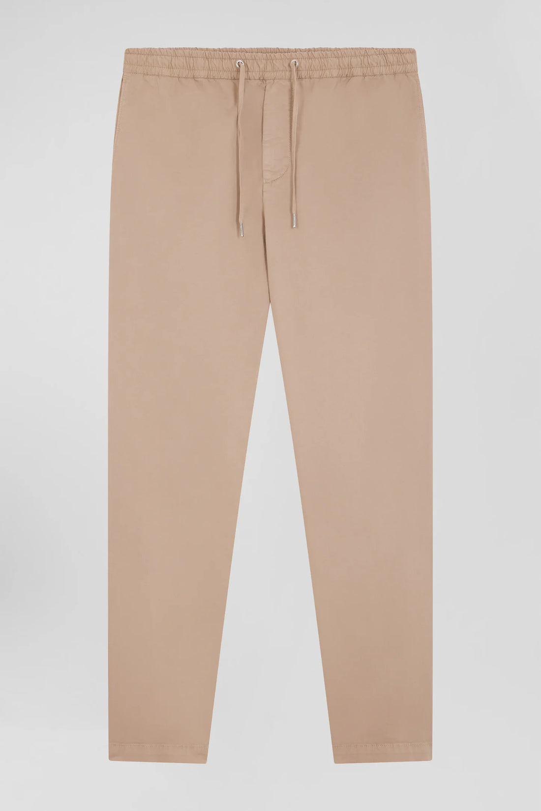 Modern Beige Stretch Cotton Elastic Waist Trousers_H24BASPA0017_BEC_01