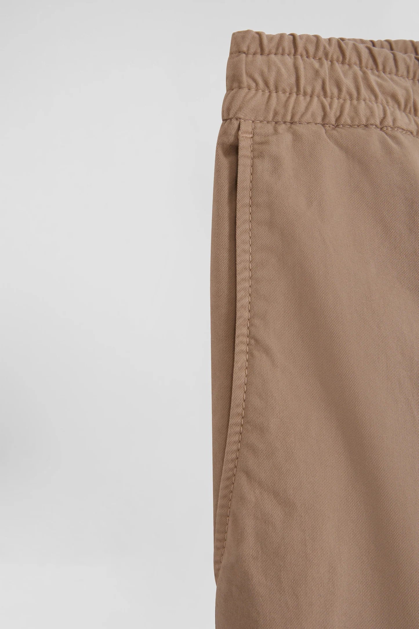 Modern Beige Stretch Cotton Elastic Waist Trousers_H24BASPA0017_BEC_04