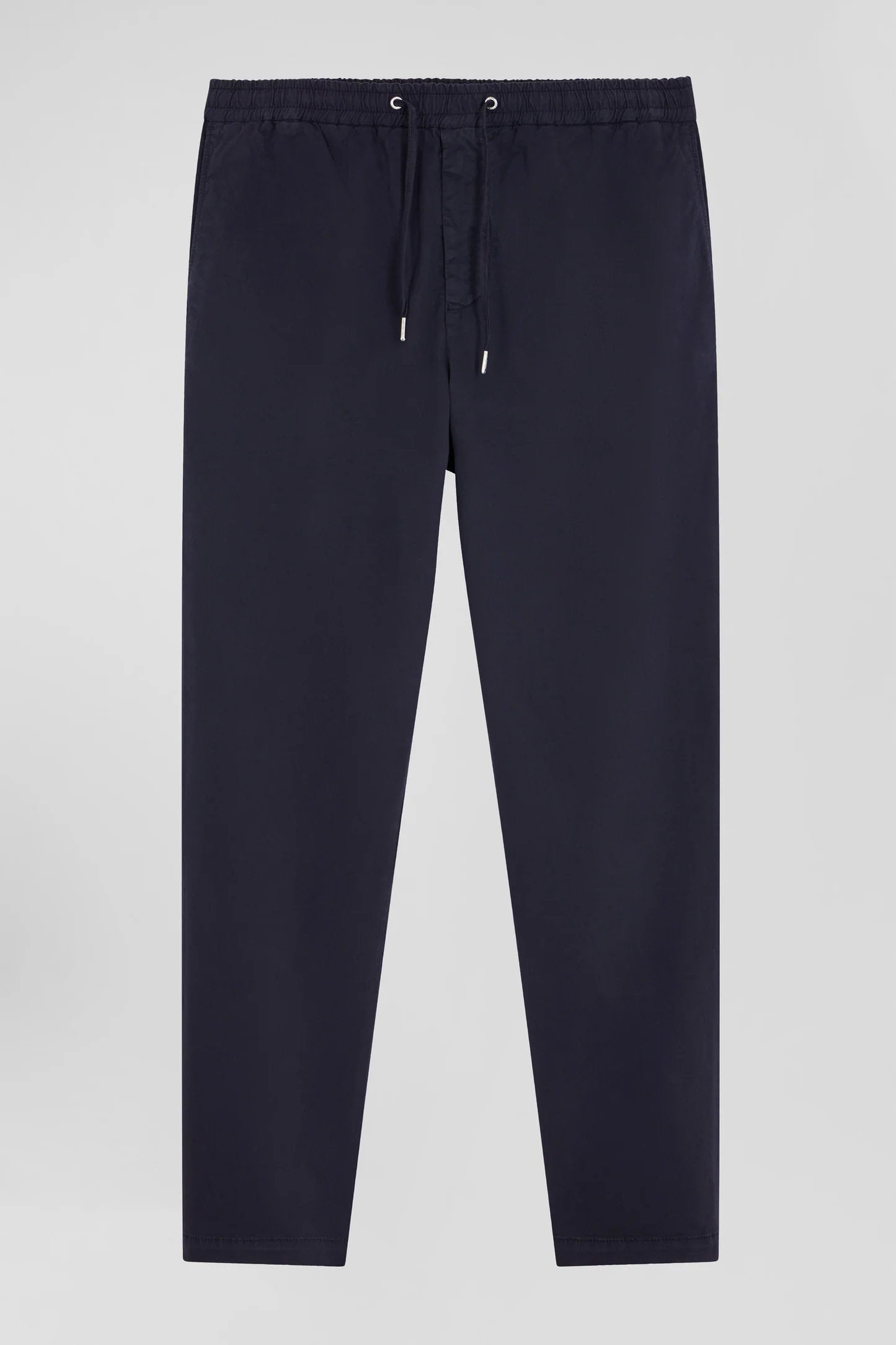 Modern Navy Blue Stretch Cotton Elastic Waist Trousers_H24BASPA0017_BLF_01