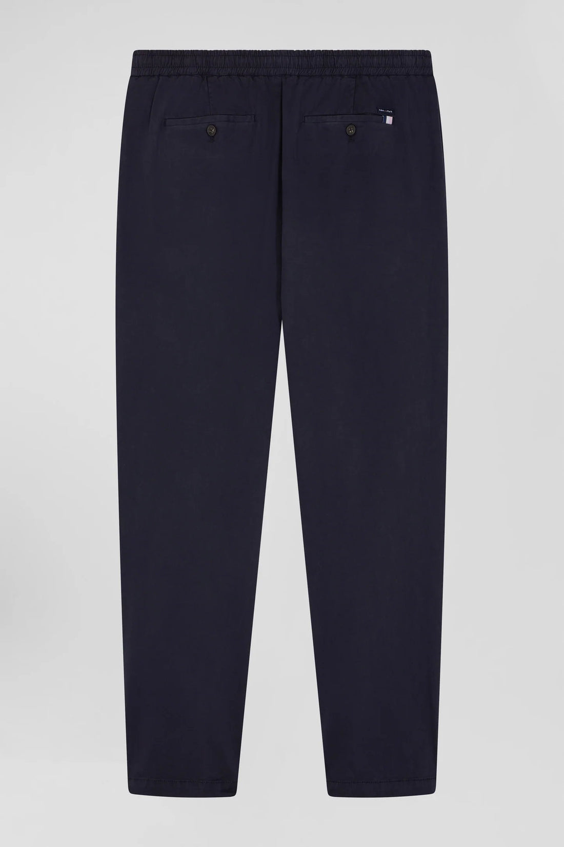 Modern Navy Blue Stretch Cotton Elastic Waist Trousers_H24BASPA0017_BLF_02