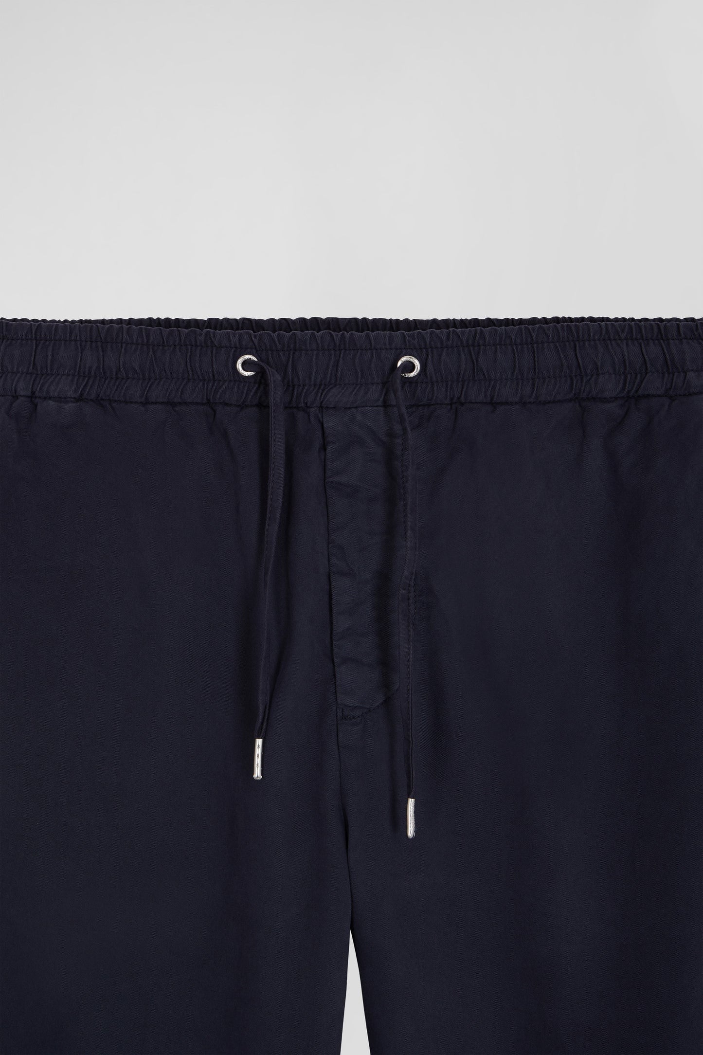 Modern Navy Blue Stretch Cotton Elastic Waist Trousers_H24BASPA0017_BLF_03