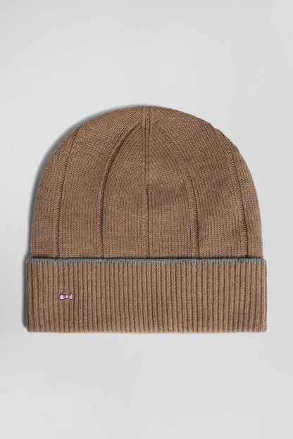 Brown Cotton And Cashmere Beanie With Contrasting Trim_02