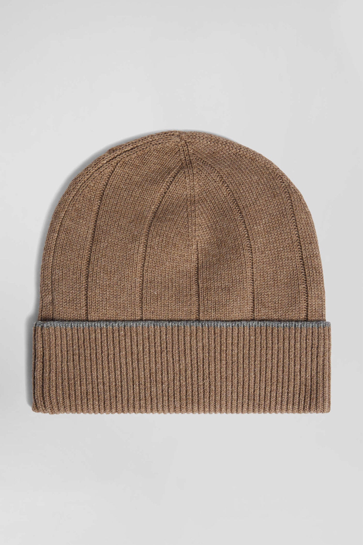 Brown Cotton And Cashmere Beanie With Contrasting Trim_03