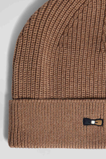 Camel Knitted Cotton Beanie with Tricolour Details_H24CHABN0006_BEF4_03