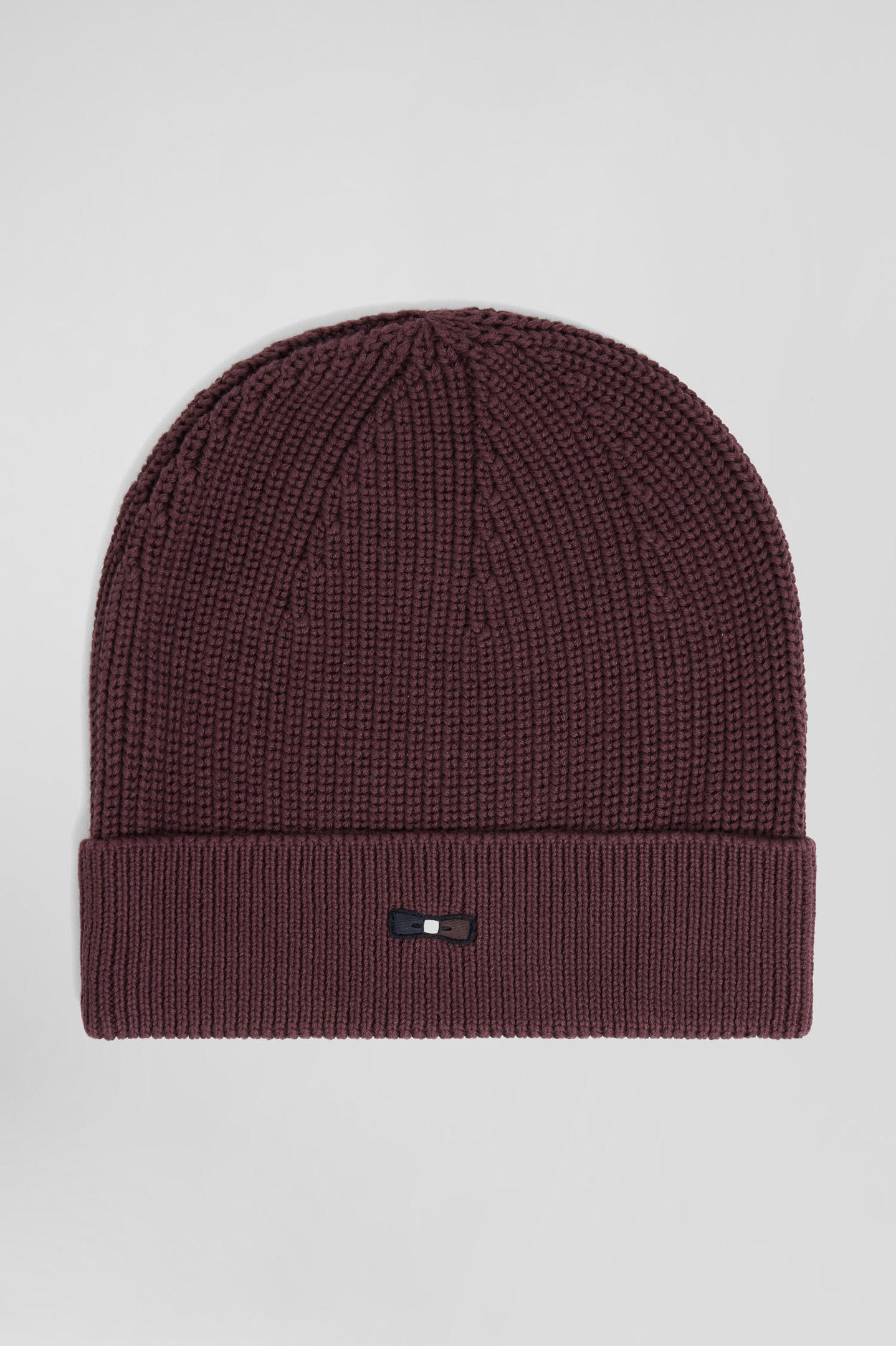 Burgundy Knitted Cotton Beanie with Tricolour Details_H24CHABN0006_BXF3_02