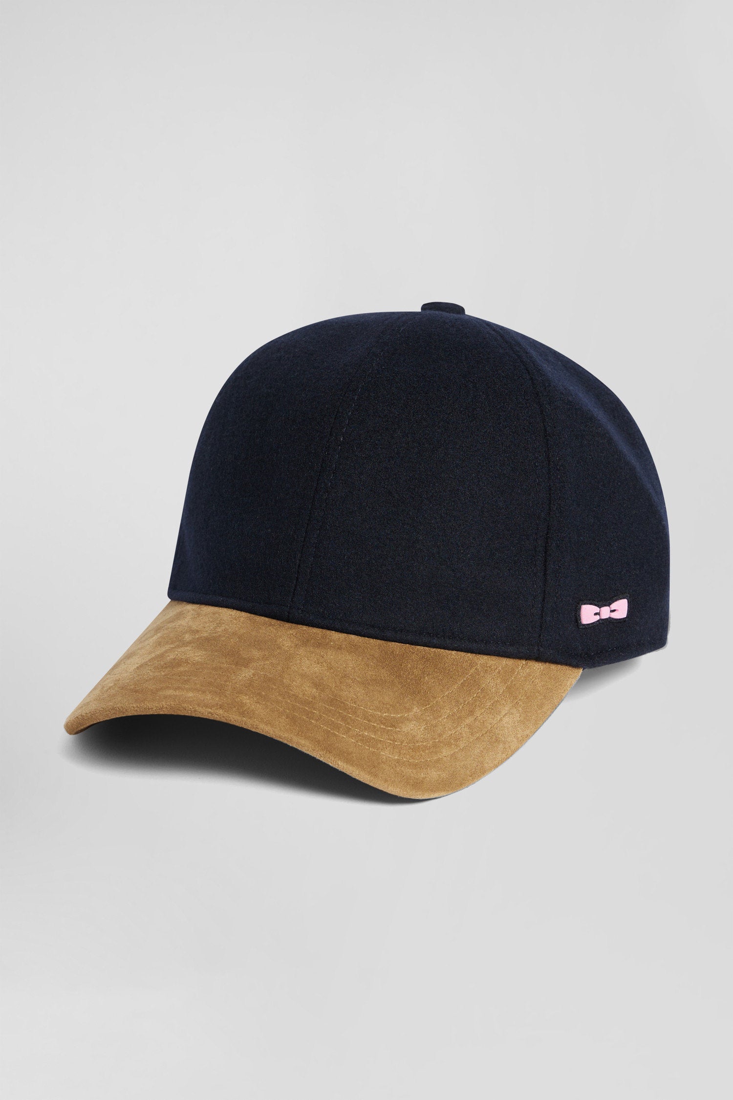 Navy Blue And Camel Wool Felt Cap_01