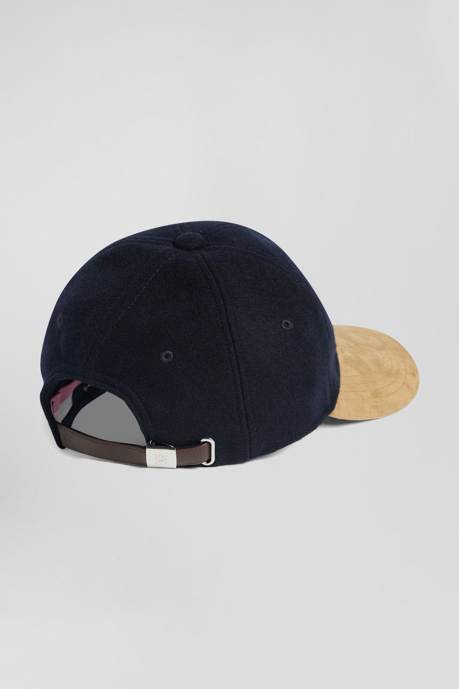 Navy Blue And Camel Wool Felt Cap_02