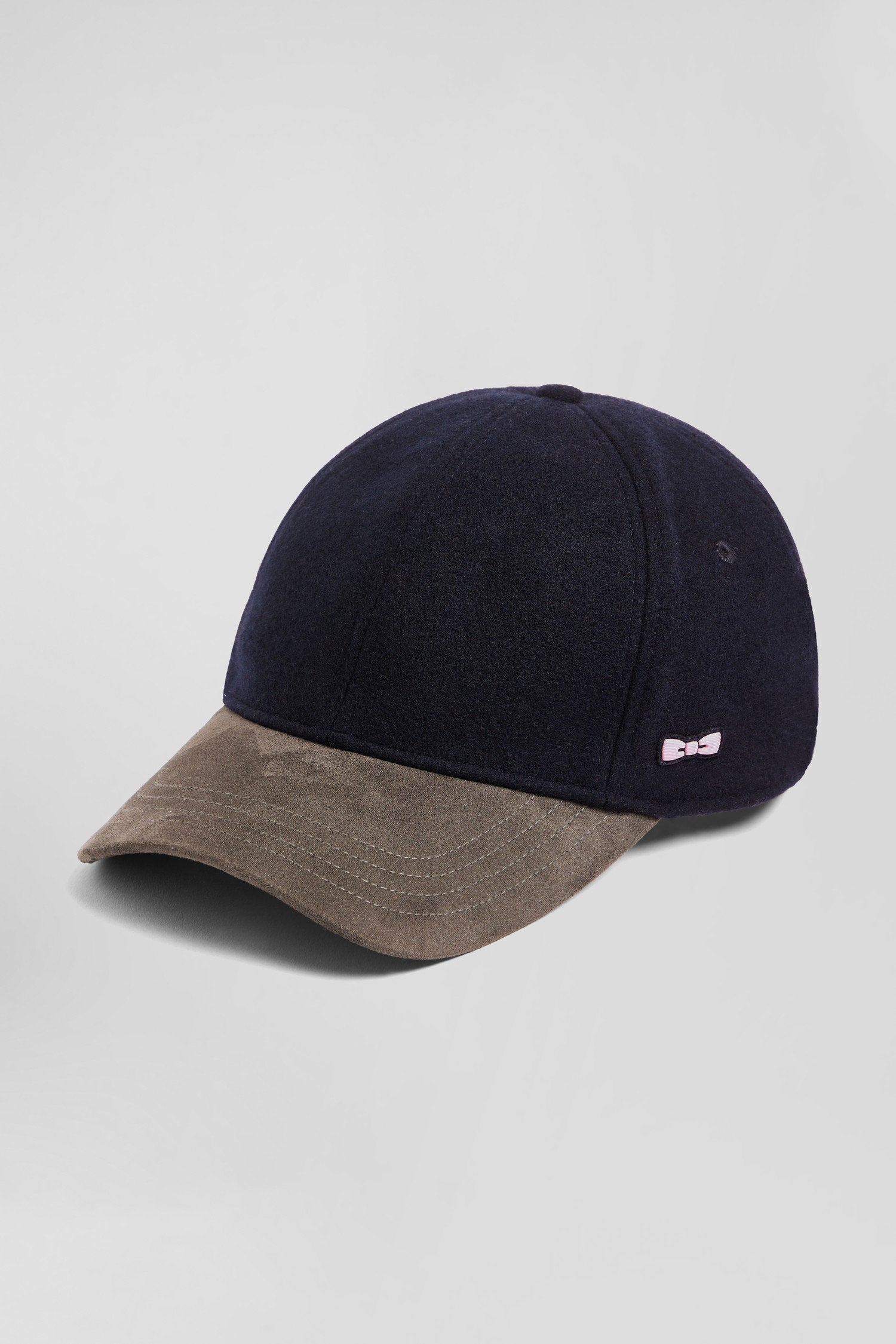 Navy Blue And Grey Wool Felt Cap_01