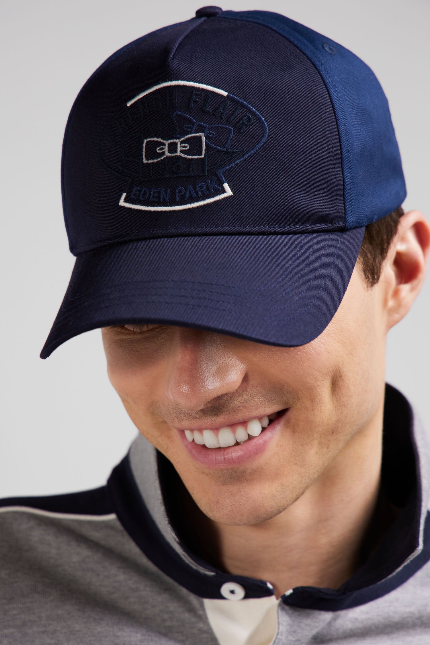 Dark Blue Bicolour Cotton Cap_01