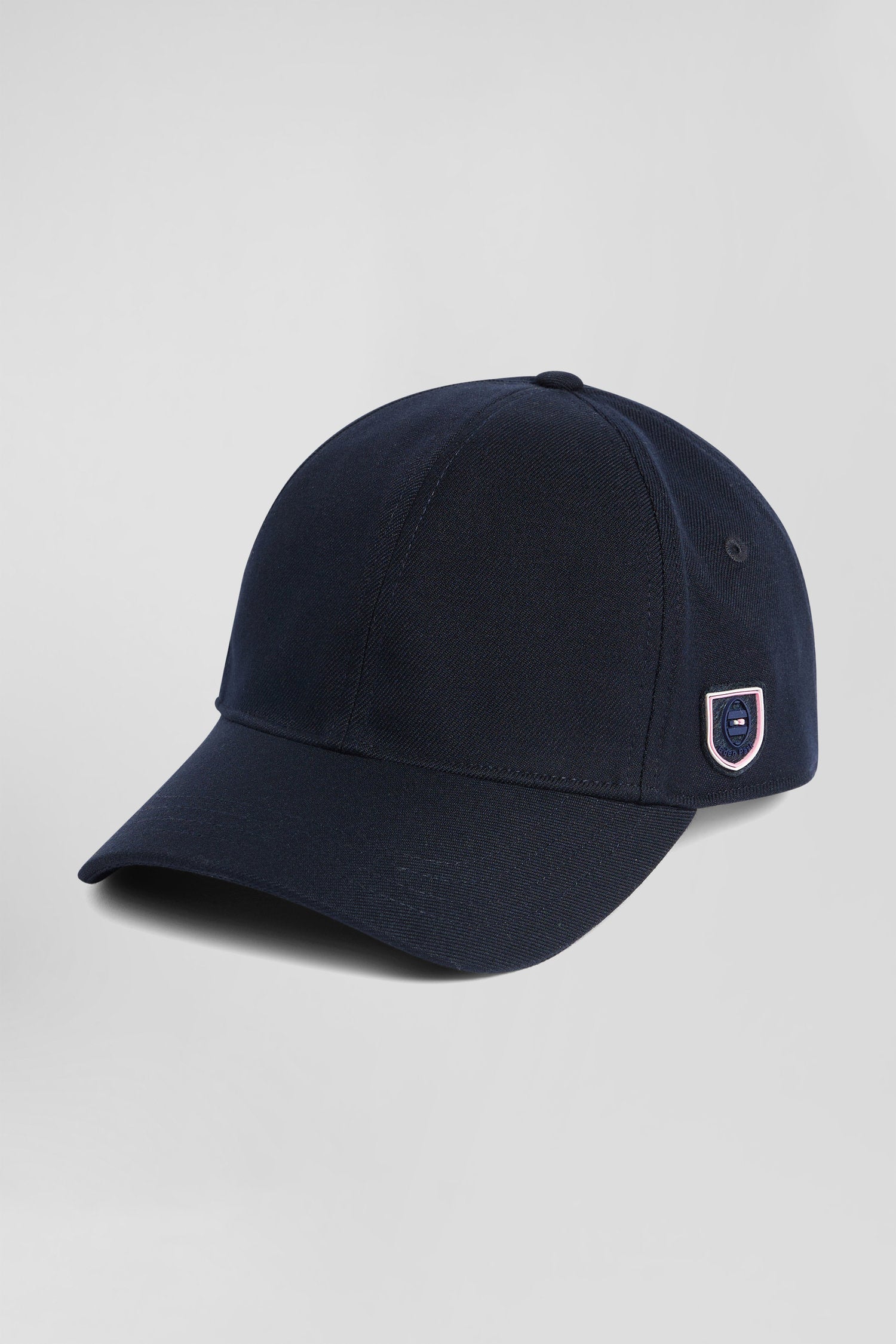 Navy Blue Cap With Rubber Badge And Tricolour Trim_02