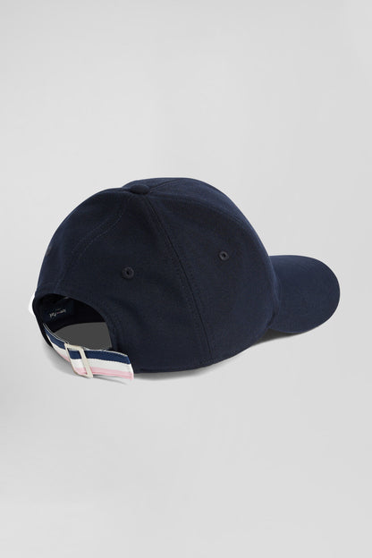 Navy Blue Cap With Rubber Badge And Tricolour Trim_03