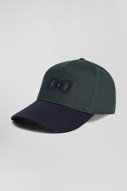 Green and Navy Cotton Cap with Tricolour Details_H24CHACA0021_VEF_02