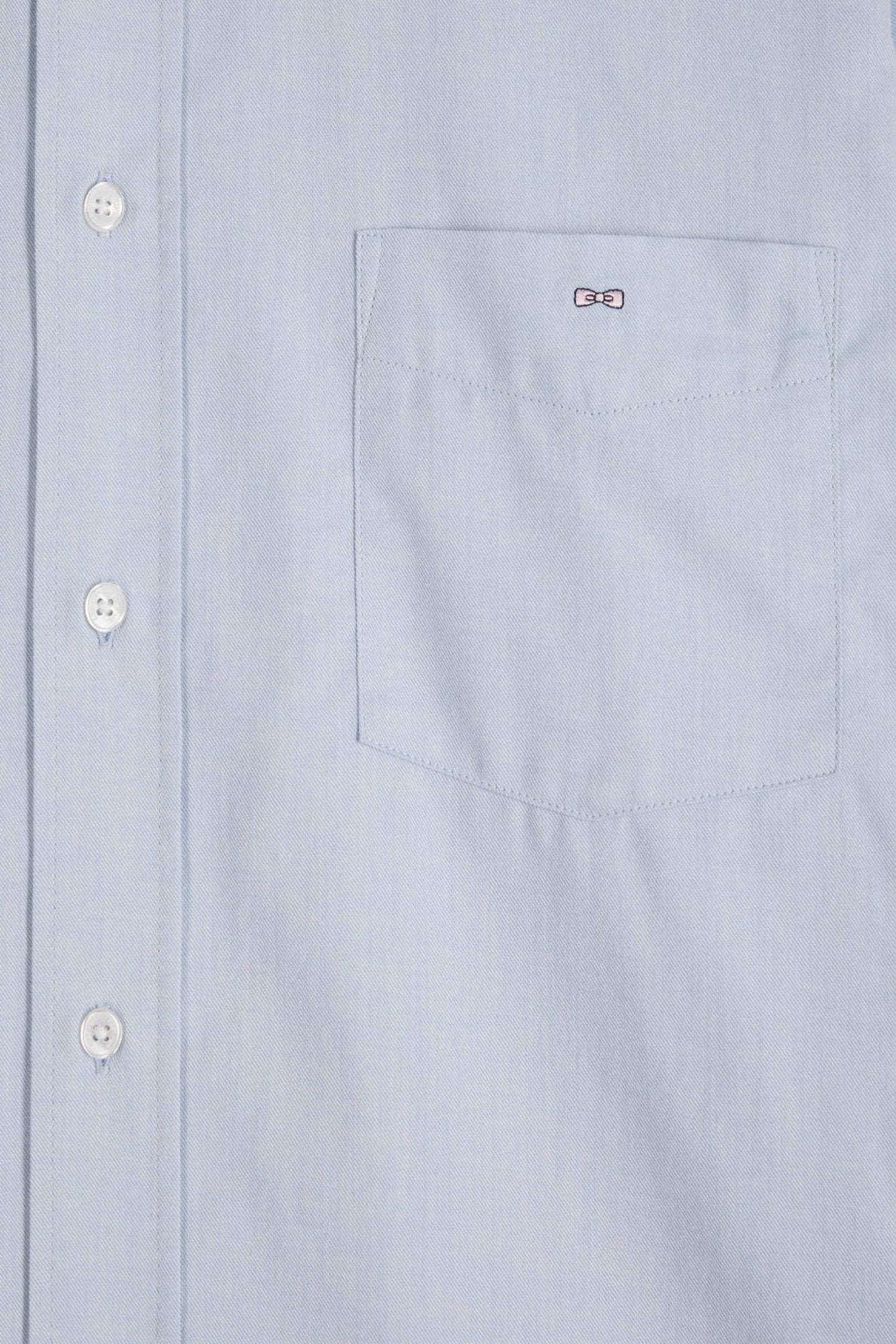 Regular Plain Sky Blue Cotton Twill Shirt With Button-Down Collar_07