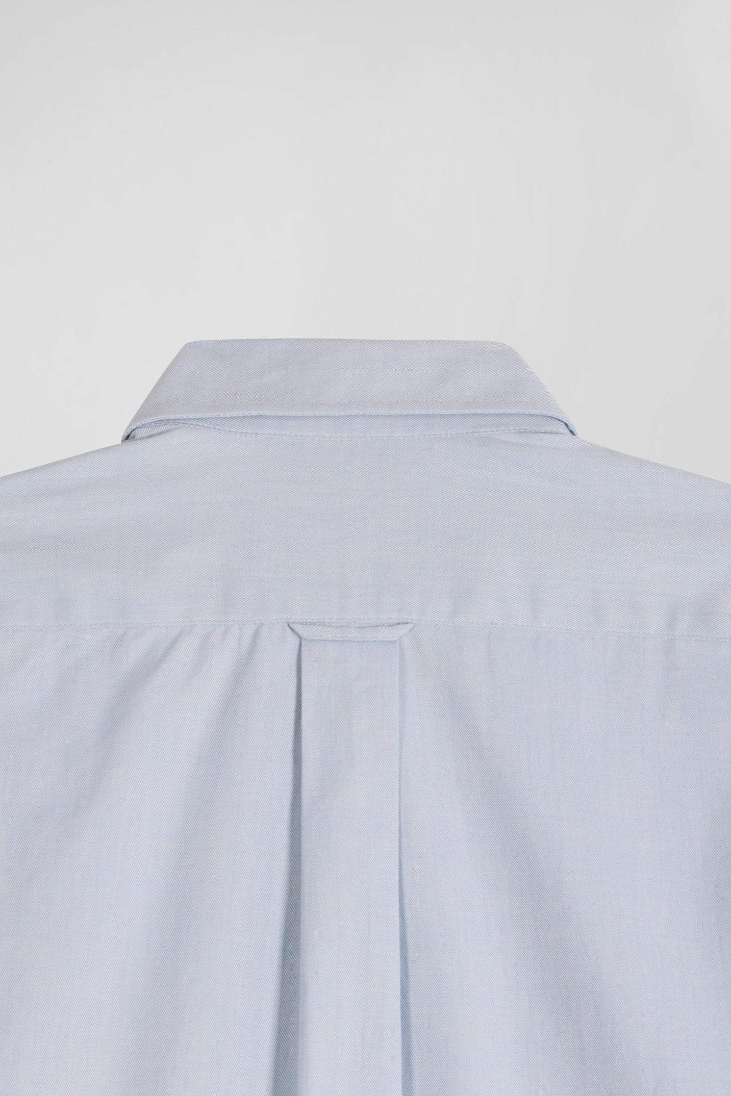 Regular Plain Sky Blue Cotton Twill Shirt With Button-Down Collar_08