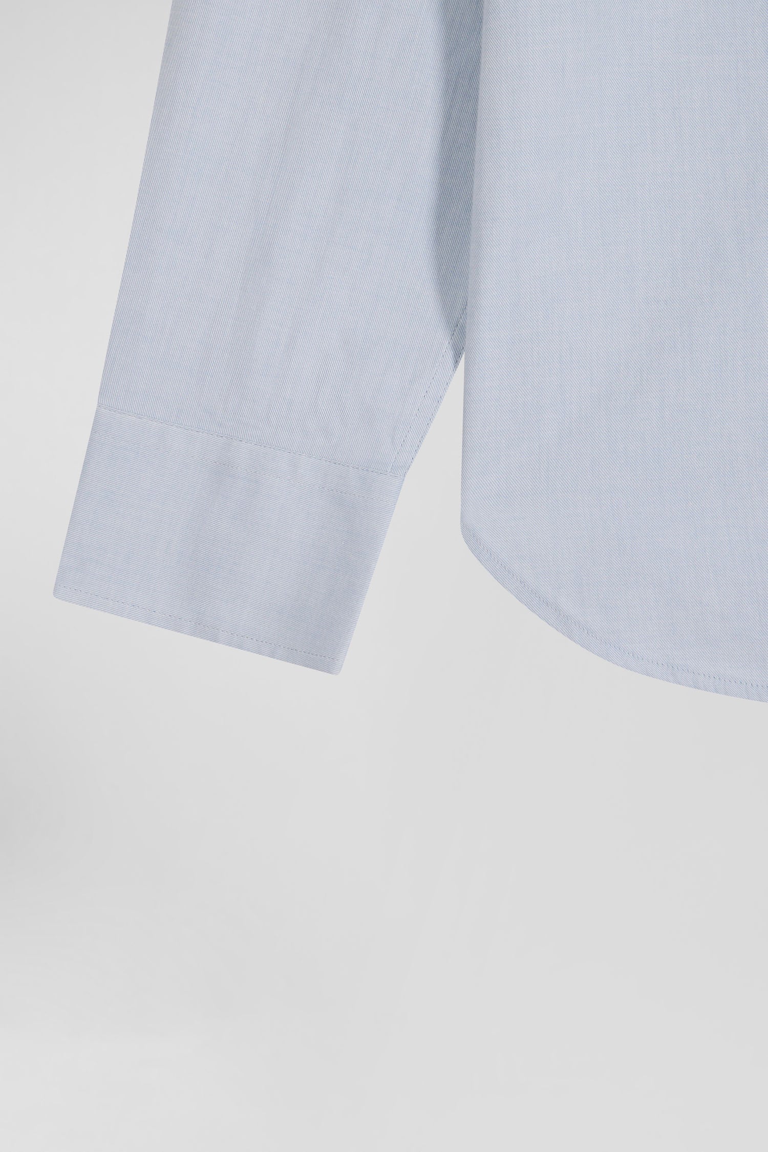 Regular Plain Sky Blue Cotton Twill Shirt With Button-Down Collar_09