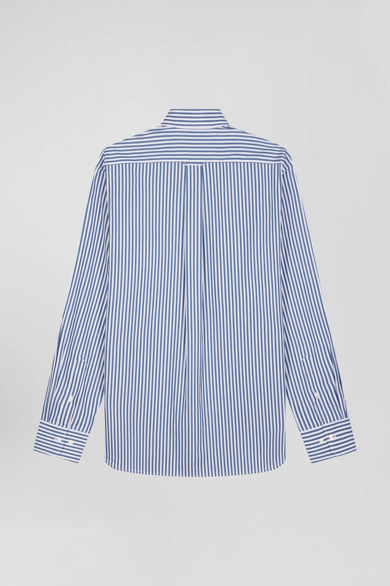 Regular Blue Striped Cotton Poplin Shirt_H24CHECL0016_BLF7_05