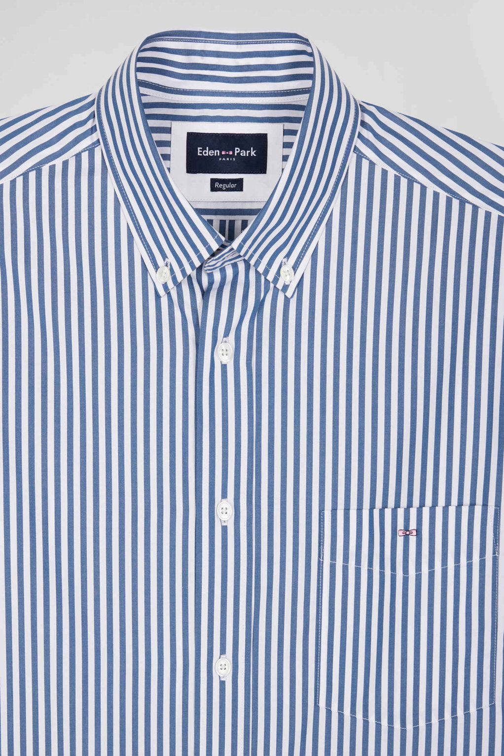 Regular Blue Striped Cotton Poplin Shirt_H24CHECL0016_BLF7_06