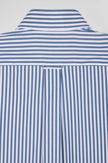 Regular Blue Striped Cotton Poplin Shirt_H24CHECL0016_BLF7_08