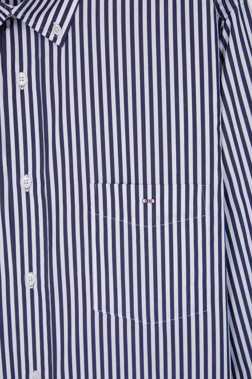 Regular Navy Blue Striped Cotton Poplin Shirt_H24CHECL0016_BLF_06