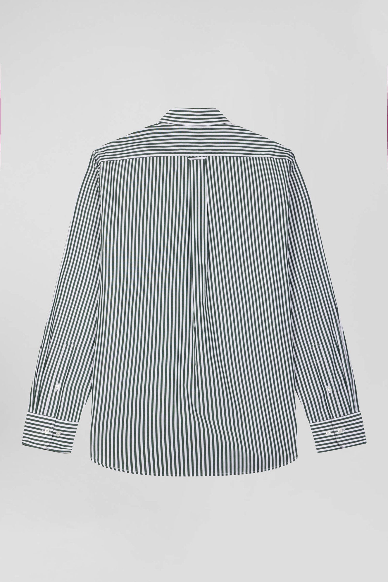 Green Striped Cotton Poplin Shirt Regular Fit_H24CHECL0016_VEF_05