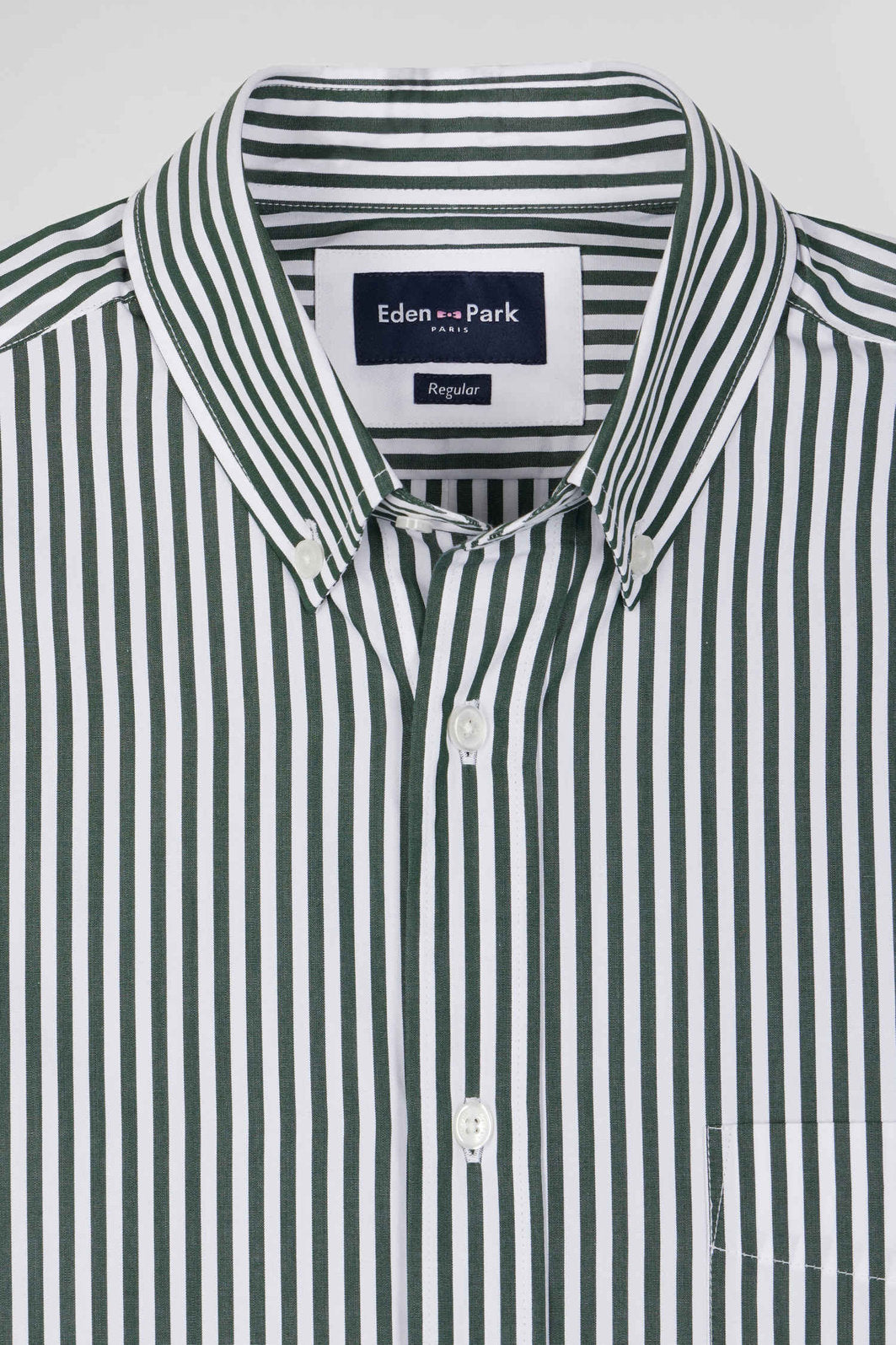 Green Striped Cotton Poplin Shirt Regular Fit_H24CHECL0016_VEF_07