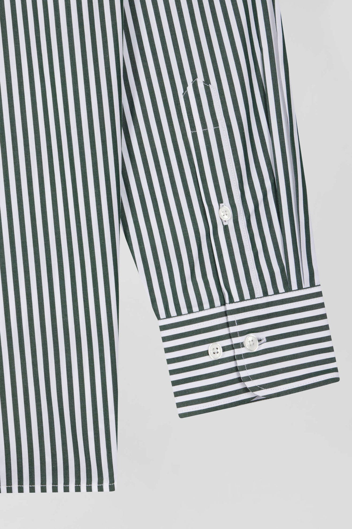 Green Striped Cotton Poplin Shirt Regular Fit_H24CHECL0016_VEF_08