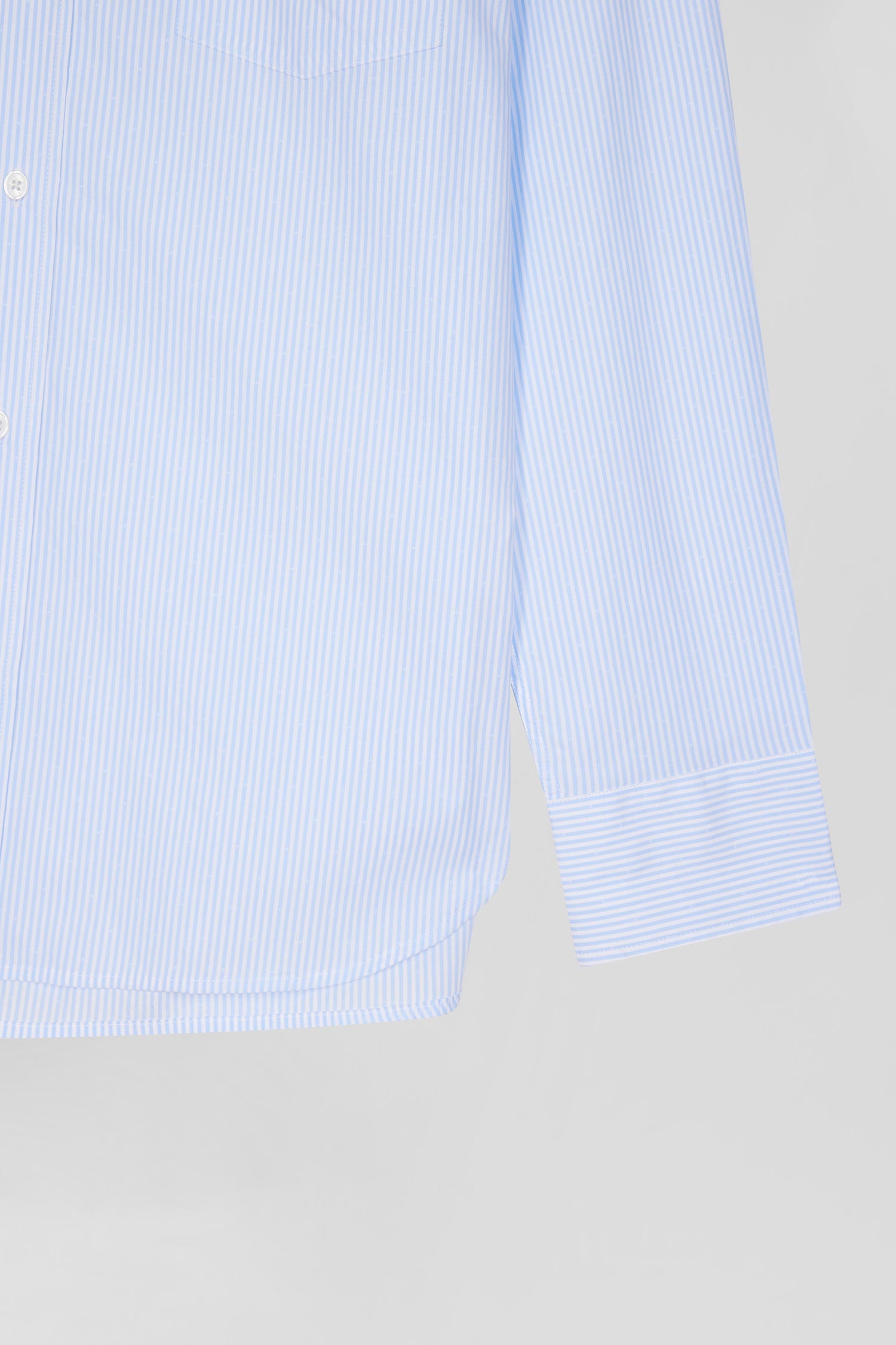 Regular Sky Blue Striped Cotton Jacquard Shirt_07