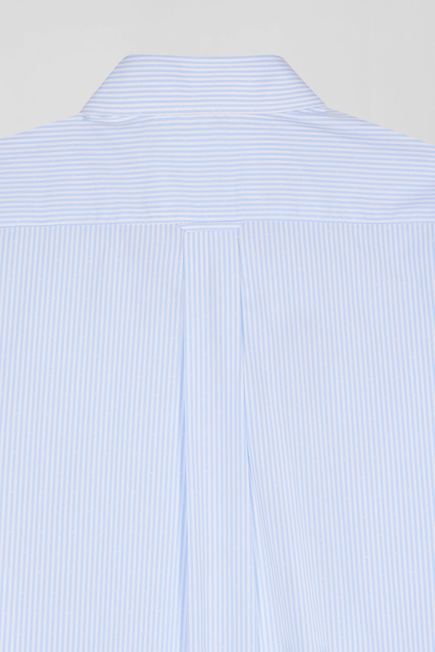 Regular Sky Blue Striped Cotton Jacquard Shirt_08